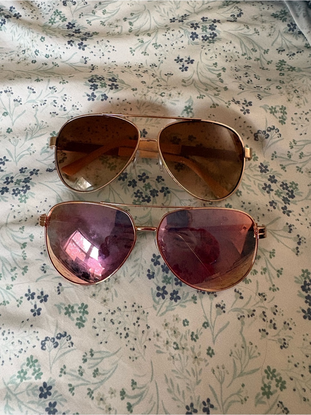 Aviator Sunglasses - Rose Gold Frame with Pink & Brown Lenses